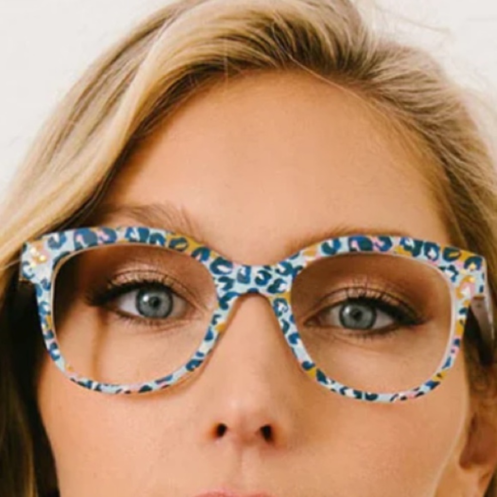 NWT Peepers Blue Light Filtering Glasses “Blockers”, Oasis Leopard blues tan